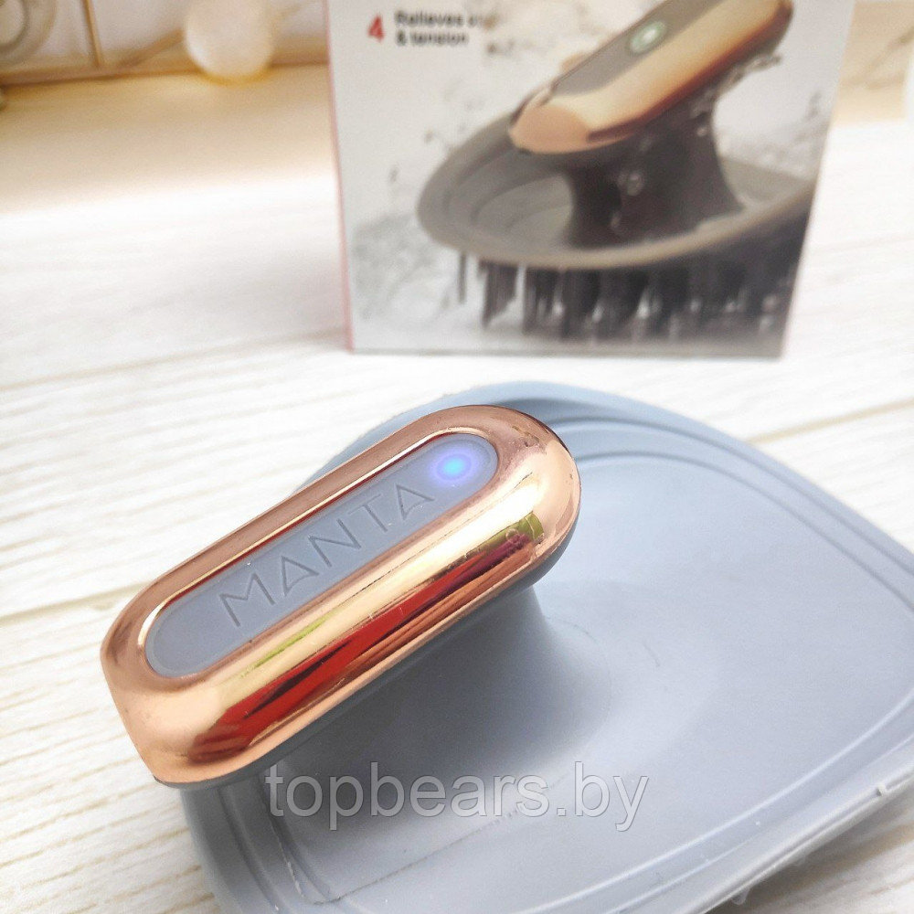 Массажная щетка для головы и волос Massager Shampoo Brush (2 режима, USB) / Влагозащитная моющая и массажная - фото 9 - id-p210578430