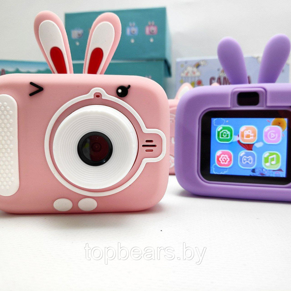 Детский цифровой мини фотоаппарат Childrens fun Camera (экран 2 дюйма, фото, видео, 5 встроенных игр) Розовый - фото 3 - id-p207133084