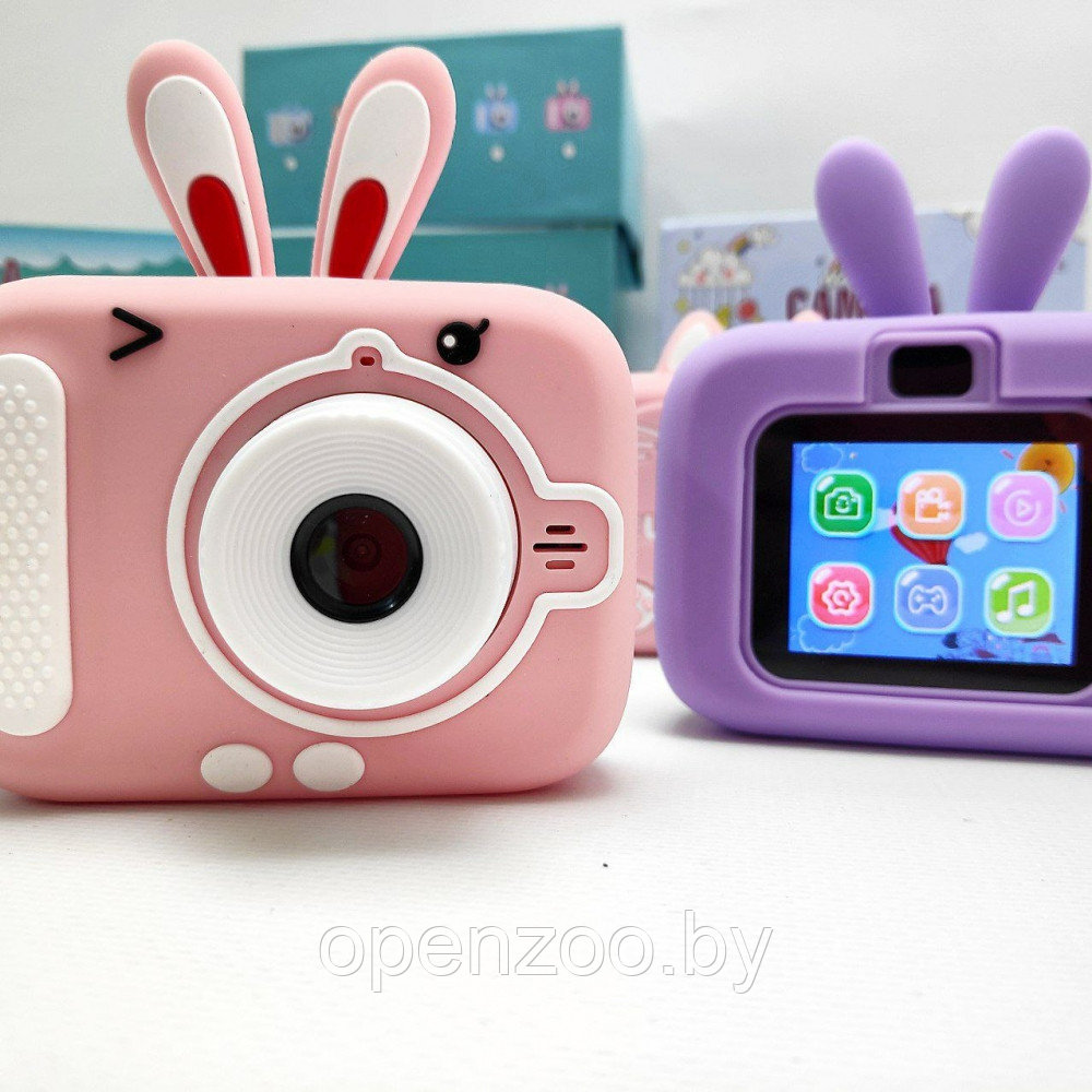 Детский цифровой мини фотоаппарат Childrens fun Camera (экран 2 дюйма, фото, видео, 5 встроенных игр) Розовый - фото 3 - id-p207593302