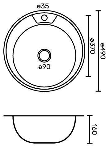Мойка для кухни из нержавеющей стали с сифоном врезная в столешницу круглая кухонная металлическая FABIA 4904 - фото 4 - id-p211412187
