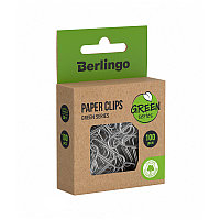 Скрепки 28мм, Berlingo "Green Series", 100шт., никелированные, крафт упак., европодвес ЦЕНА БЕЗ НДС