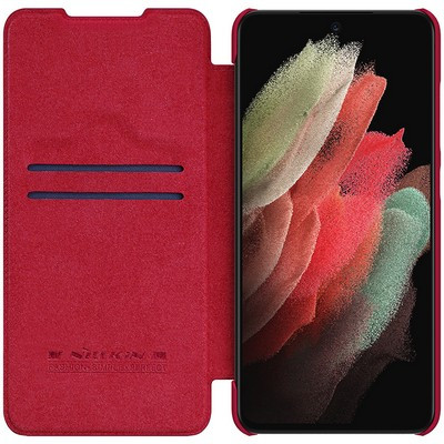 Кожаный чехол Nillkin Qin Pro Leather Case Красный для Samsung Galaxy S22 Ultra - фото 3 - id-p211427674