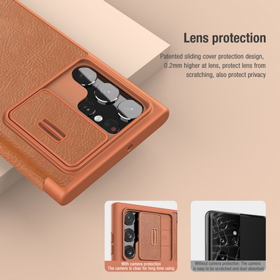 Кожаный чехол Nillkin Qin Pro Leather Case Красный для Samsung Galaxy S22 Ultra - фото 4 - id-p211427674