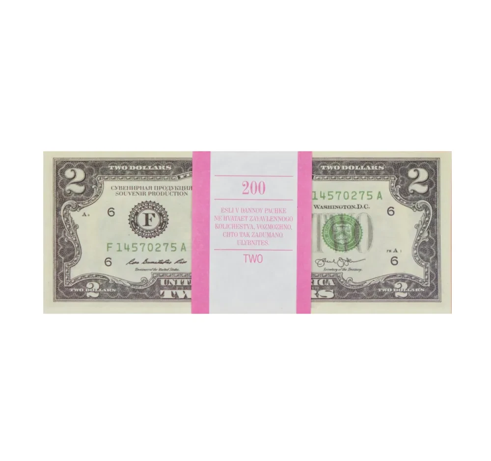 Деньги сувенирные Подарочная пачка купюр 2 доллара - фото 2 - id-p211431032