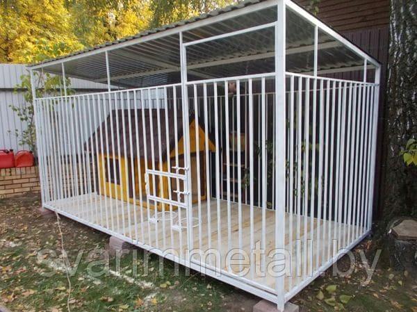Вольер для животных, из металла, серый