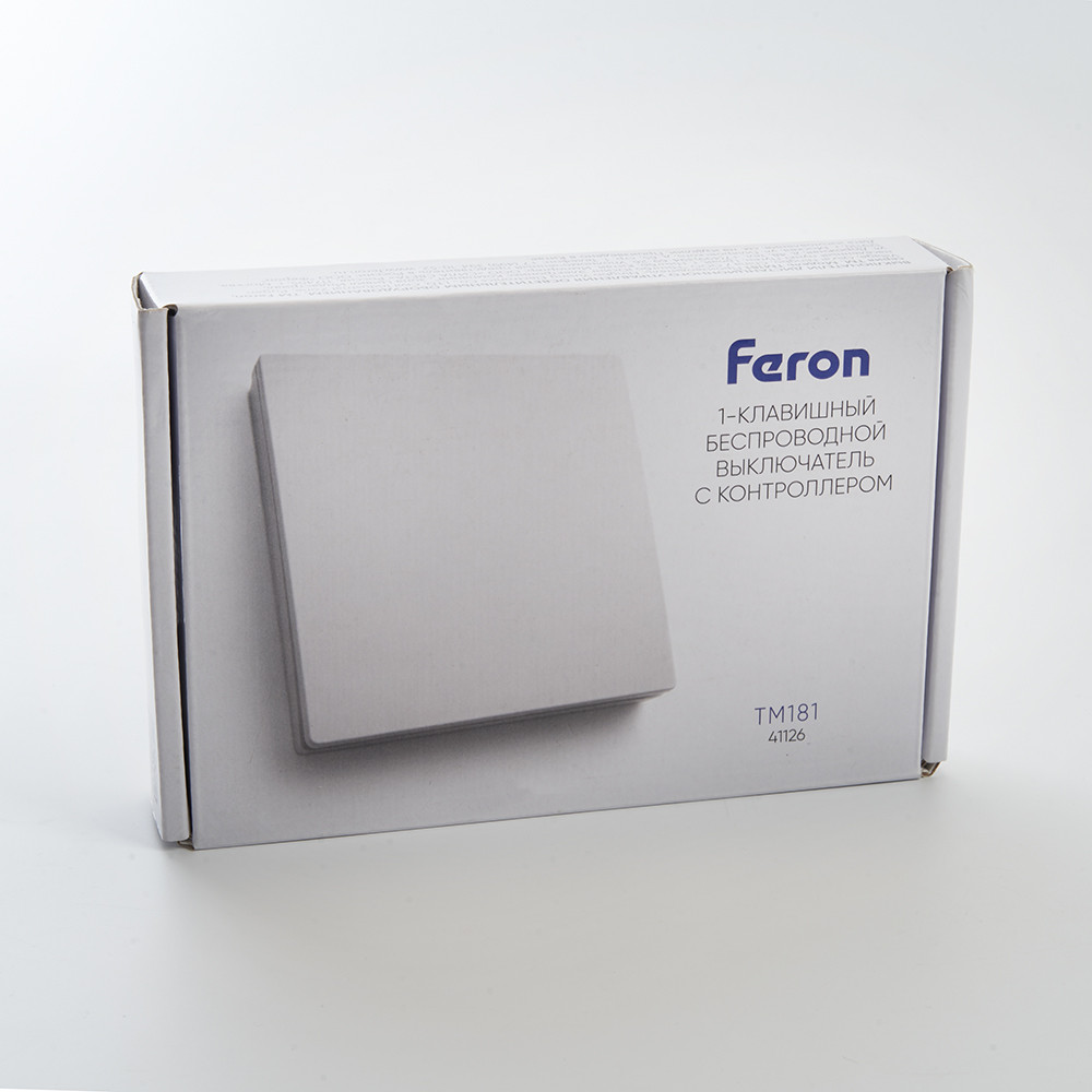 Выключатель дистанционный FERON TM181 230V 500W одноклавишный с радиочастотным контроллером LD100 белый 41126 - фото 6 - id-p211440514