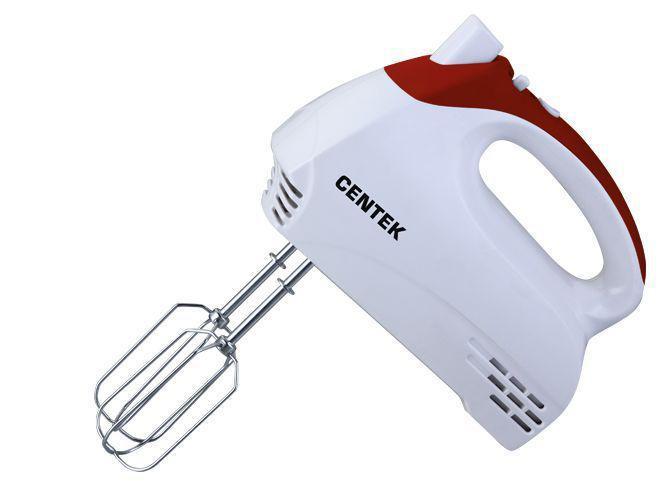 Кухонный электрический миксер ручной бытовой для теста CENTEK CT-1117 белый/вишня
