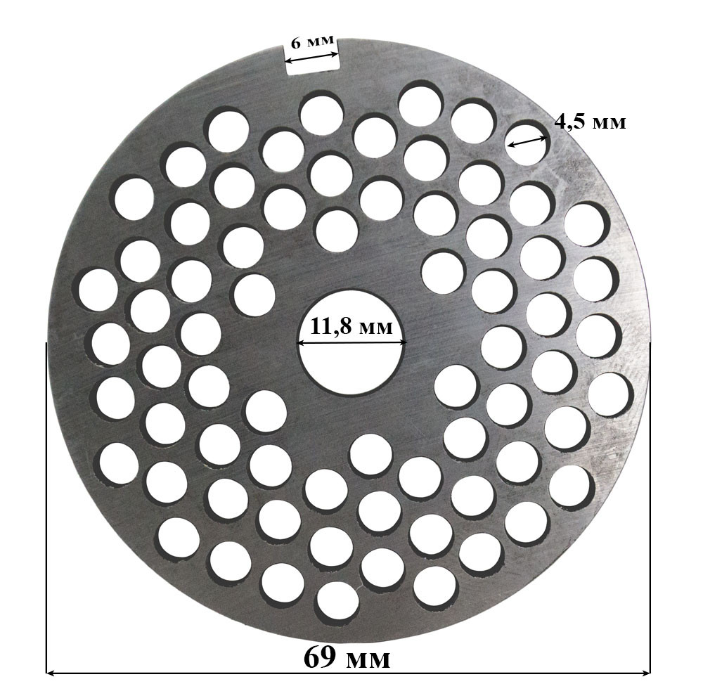 Решетка №2 средняя 4,5 мм для мясорубки МИМ-150, МИМ-150-01