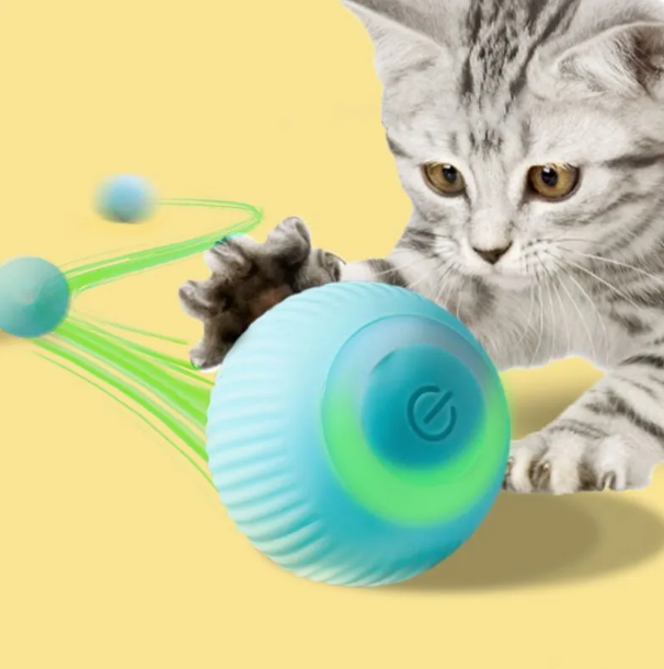 Мячик для кошек, интерактивный умный мячик,светящийся,мягкий из силикона