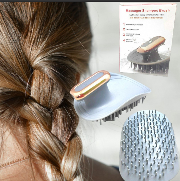 Массажная щетка для головы и волос Massager Shampoo Brush (2 режима, USB) - фото 1 - id-p210773206