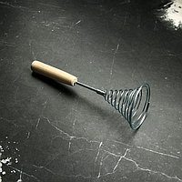 Венчик металлический 27,5см кондитерский для взбивания с деревянной ручкой "Спираль"
