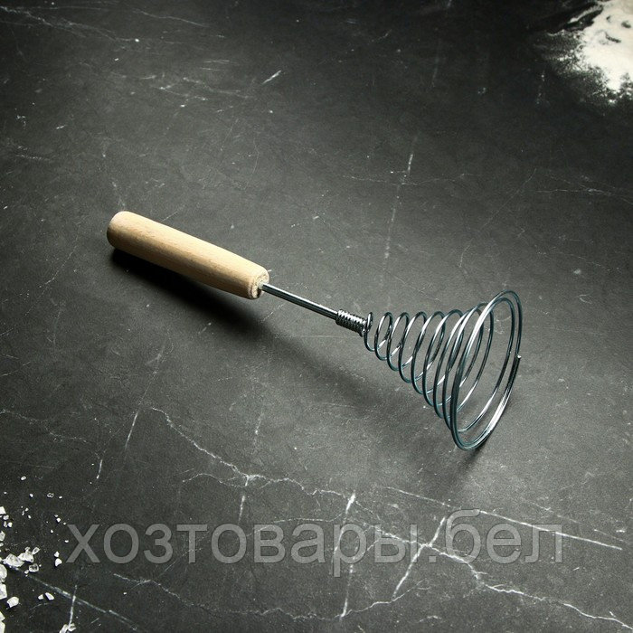 Венчик кондитерский для взбивания с деревянной ручкой "Спираль", 27,5 см - фото 1 - id-p185195424