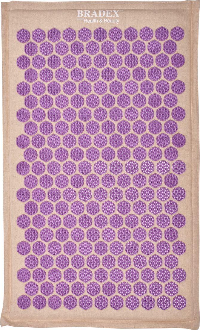Коврик акупунктурный Нирвана бежевый, фиолетовые шипы, премиум-серия - фото 2 - id-p211447691