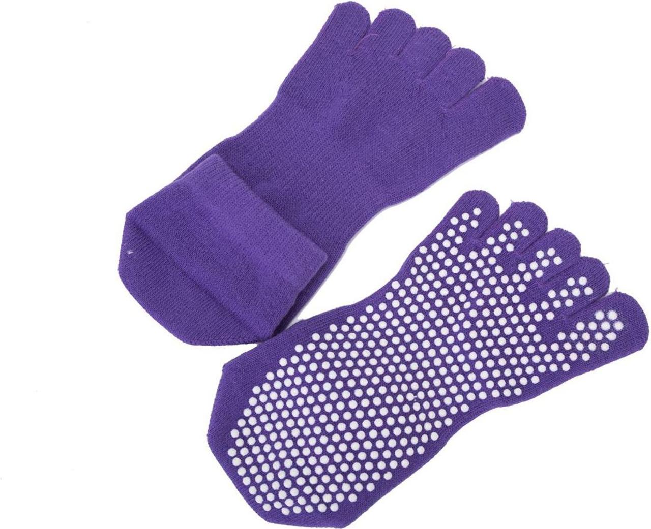 Носки противоскользящие для занятий йогой закрытые, фиолетовые - фото 1 - id-p211447707