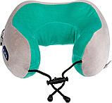 Дорожная подушка-подголовник для шеи с завязками, серо-зелёная, фото 4