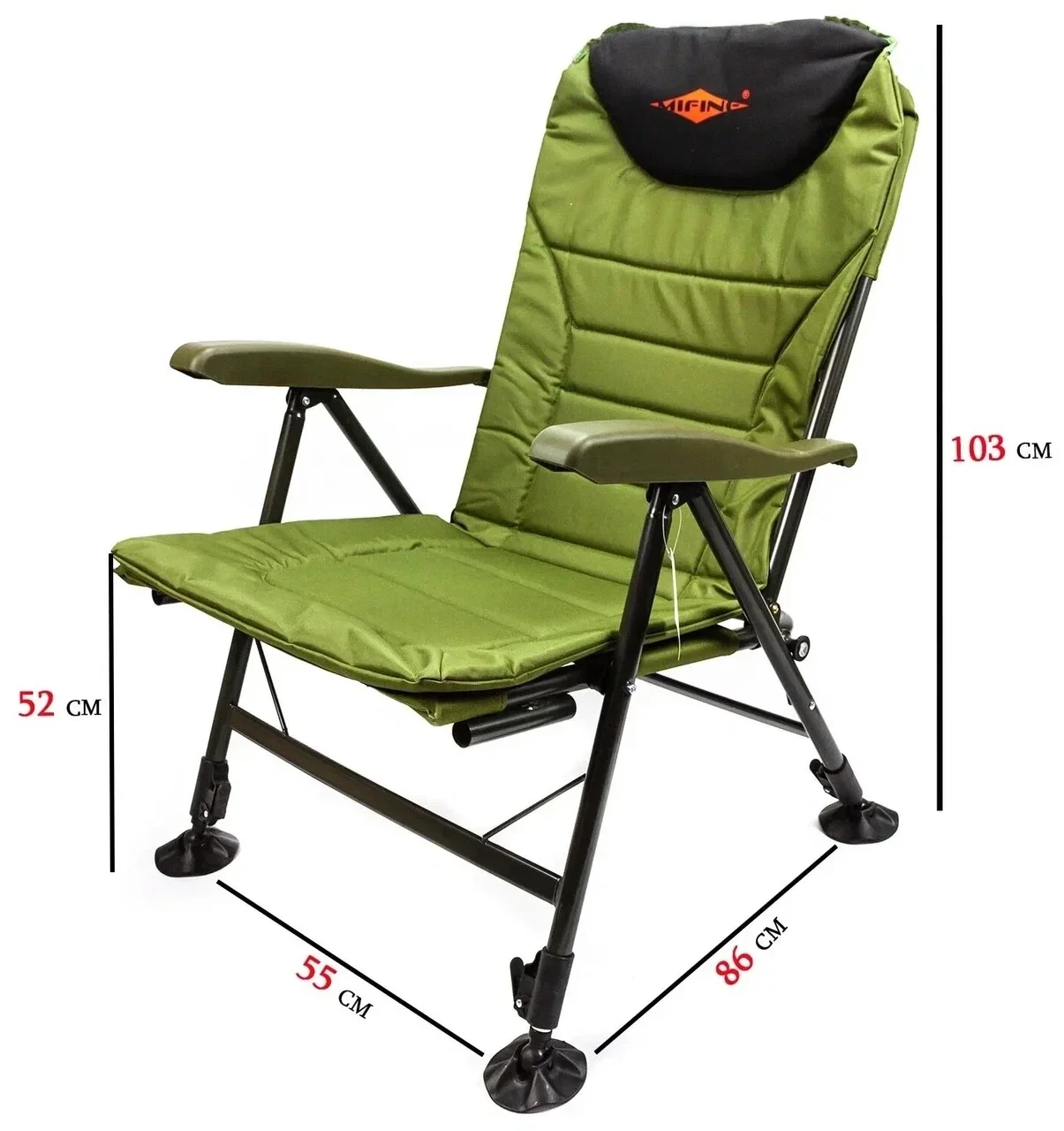 Карповое кресло кровать Mifine 2 в 1 с подставкой для ног 55071 до 150 кг - фото 7 - id-p211449060