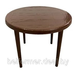 Пластиковый стол круглый (коричневый) - фото 1 - id-p211449442