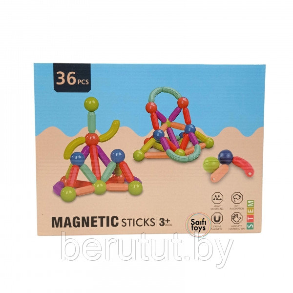 Магнитный конструктор 36 деталей Magnetic Sticks - фото 10 - id-p211449524