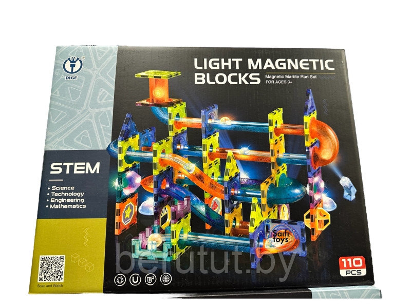 Магнитный конструктор светящийся 110 деталей Light Magnetic Blocks - фото 10 - id-p211449921