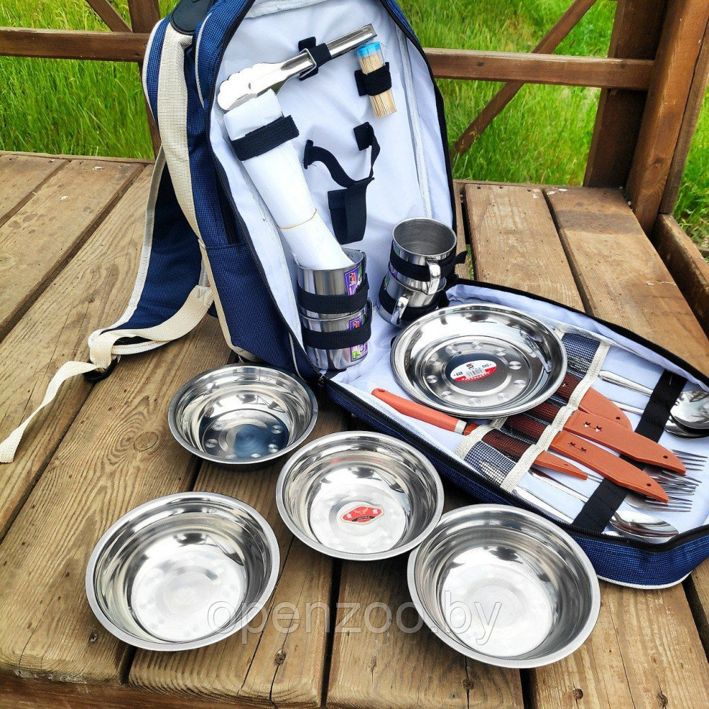 Уценка Рюкзак - холодильник с набором посуды на 4 персон / Туристический рюкзак для отдыха на природе 27в1 - фото 4 - id-p211453421