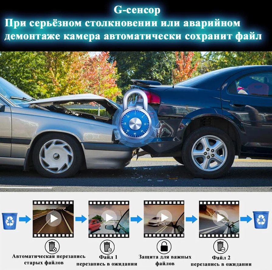 Видеорегистратор Vehicle BlackBOX DVR Dual Lens A68 с тремя камерами для автомобиля (фронт и салон камера - фото 6 - id-p203699886