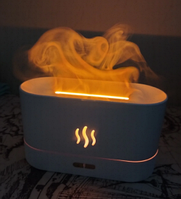 Аромадиффузор - ночник с эффектом пламени Flame Humidifier SL-168  Белый матовый / Свет огня