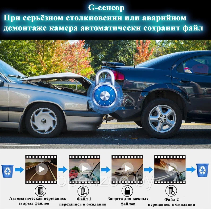 Видеорегистратор Vehicle BlackBOX DVR Dual Lens A68 с тремя камерами для автомобиля (фронт и салон камера - фото 6 - id-p207593449