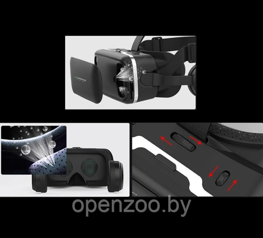 Очки виртуальной реальности 3 D VR Shinecon 6.0 с наушниками Черные - фото 6 - id-p207596725