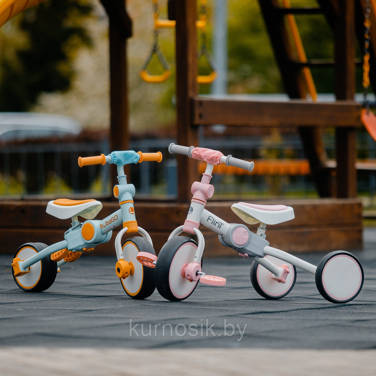 Велосипед-беговел детский Flint 5в1 складной с ручкой BubaGo бело-розовый - фото 4 - id-p211441187