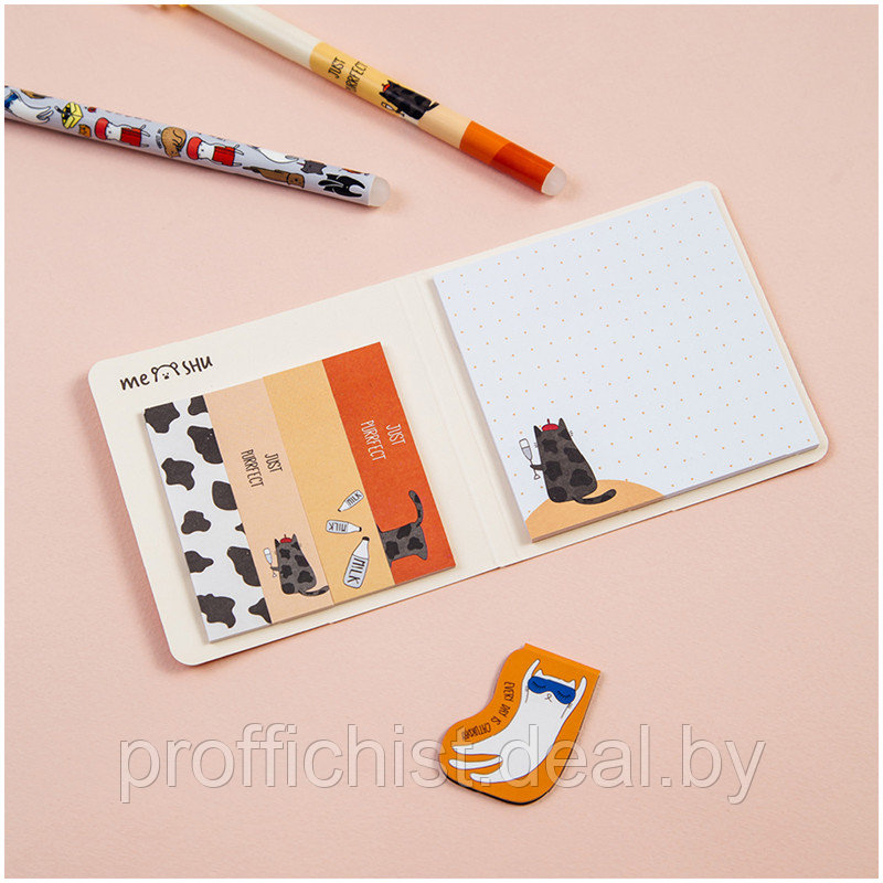 Флажки-закладки и самоклеящиеся блоки в наборе MESHU "Right cat", 74*74мм, 60*15мм, 25л. ЦЕНА БЕЗ НДС - фото 1 - id-p211465403