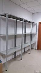 Металлические стеллажи, разборные, серый цвет