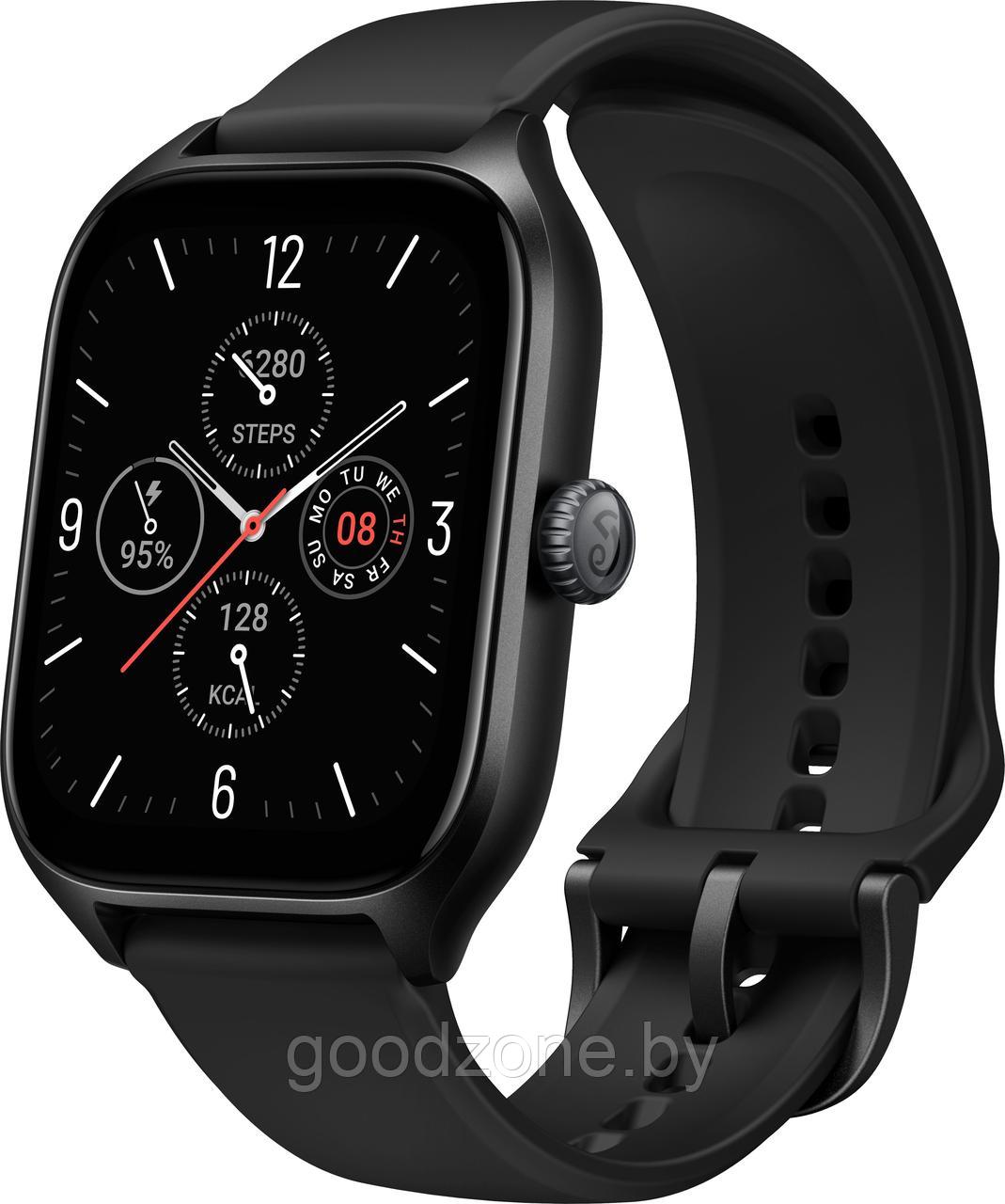 Умные часы Amazfit GTS 4 (черный, с черным ремешком из фторэластомера) - фото 1 - id-p201809816