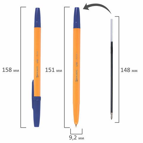 Ручка шариковая BRAUBERG "ORANGE Line", СИНЯЯ, корпус оранжевый, узел 1 мм, линия письма 0,5 мм - фото 3 - id-p184288298