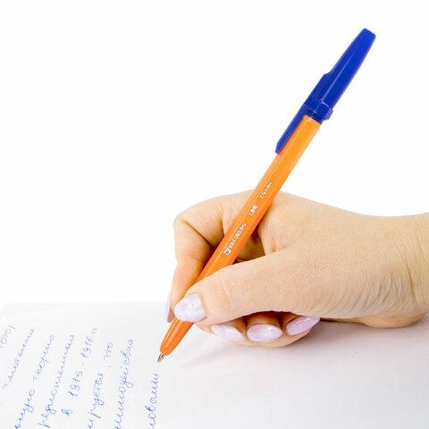 Ручка шариковая BRAUBERG "ORANGE Line", СИНЯЯ, корпус оранжевый, узел 1 мм, линия письма 0,5 мм - фото 6 - id-p184288298