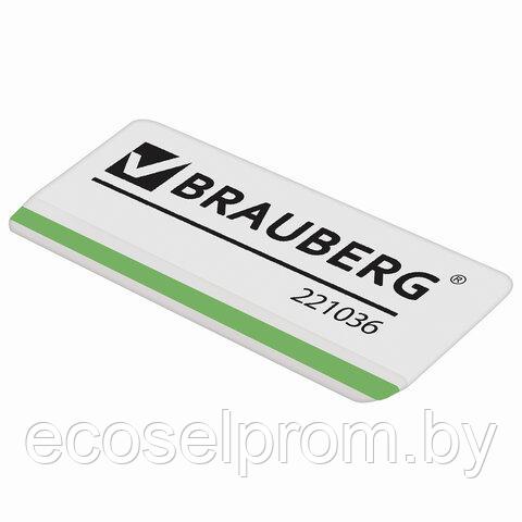 Ластик BRAUBERG "Partner", 57х18х8 мм, белый, прямоугольный, скошенные края