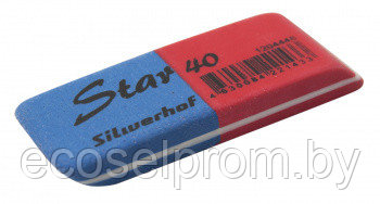 Ластик Silwerhof Star 40 57х19.5х8мм каучук термопластичный синий - фото 1 - id-p211469601