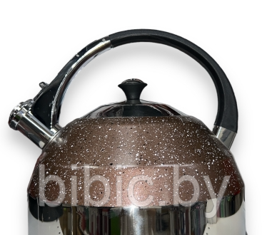 Чайник универсальный из нержавеющей стали SA-314 3 литра, чайник металлический со свистком коричневый - фото 3 - id-p211470175