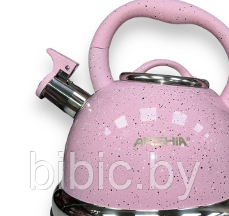 Чайник универсальный из нержавеющей стали SA-308 3 литра, чайник металлический со свистком розовый - фото 2 - id-p211470338