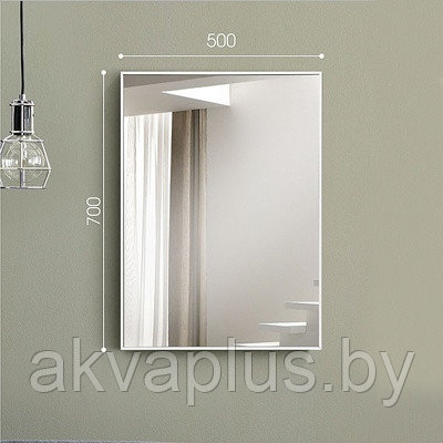Зеркало в белом профиле 17 мм Алмаз-Люкс M-397 700x500 - фото 2 - id-p202419583