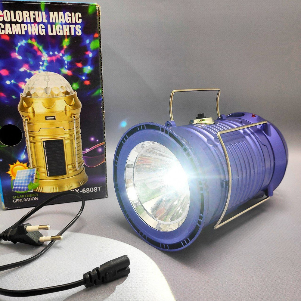 Раздвижной кемпинговый фонарь Colorful Magic c диско лампой и солнечной батареей SX-6888T / 3 вида свечения, р - фото 3 - id-p211482427