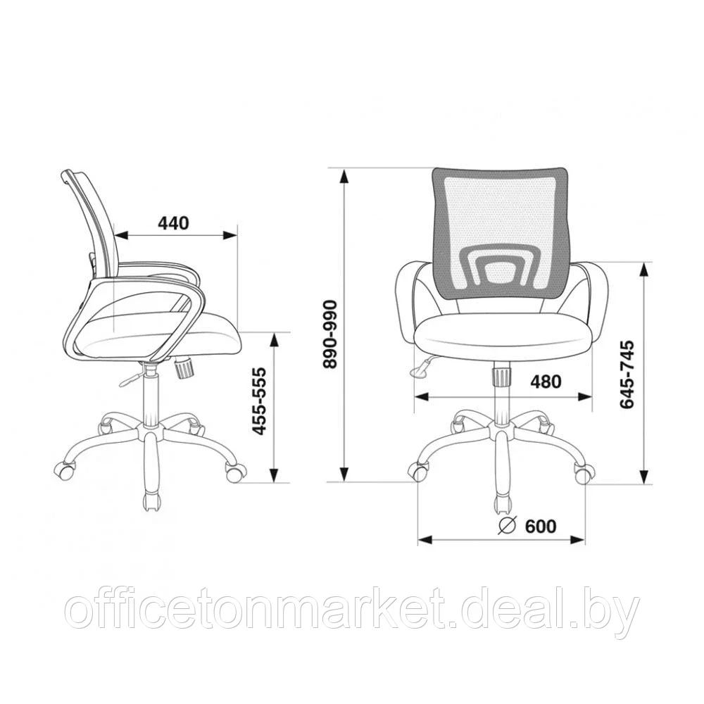 Кресло для персонала Бюрократ "CH-695N/SL/BLACK", ткань, хром, черный - фото 5 - id-p138345606