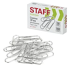 Скрепки STAFF EVERYDAY 28 мм металлические 100 шт