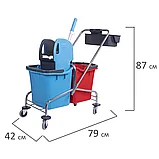 Тележка уборочная, 2 съемных ведра по 25л, механический отжим, корзина, BRABIX, Турция, 607903, фото 3