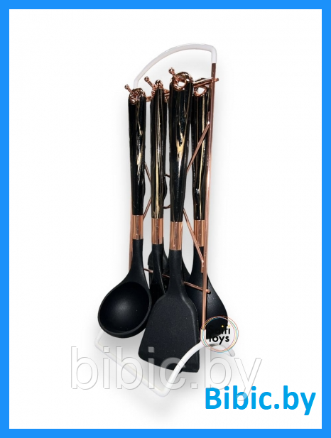 Набор кухонных принадлежностей на подставке, SA-206 лопатки для тефлоновой посуды, термоустойчивый силикон, фото 1