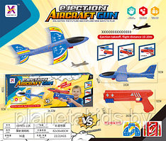 Детский игрушечный пистолет с самолетиком катапульта планер арбалет с летающим самолетом