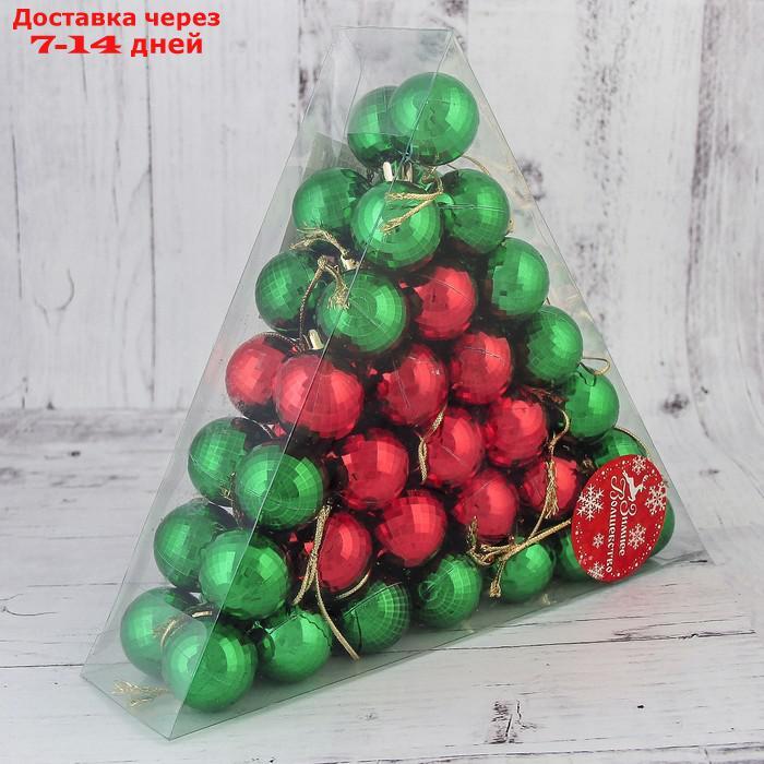 Набор шаров пластик d-3 см, 56 шт "Треугольник" красный и зелёный - фото 2 - id-p211457008