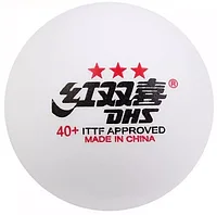 Мячи для настольного тенниса DHS 3*** (DUAL) 40+ ITTF 1 шт., бел. пластик