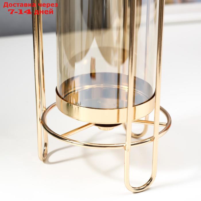 Подсвечник металл на 1 свечу "Стакан в оправе" золото 30х11х11 см - фото 2 - id-p211456416
