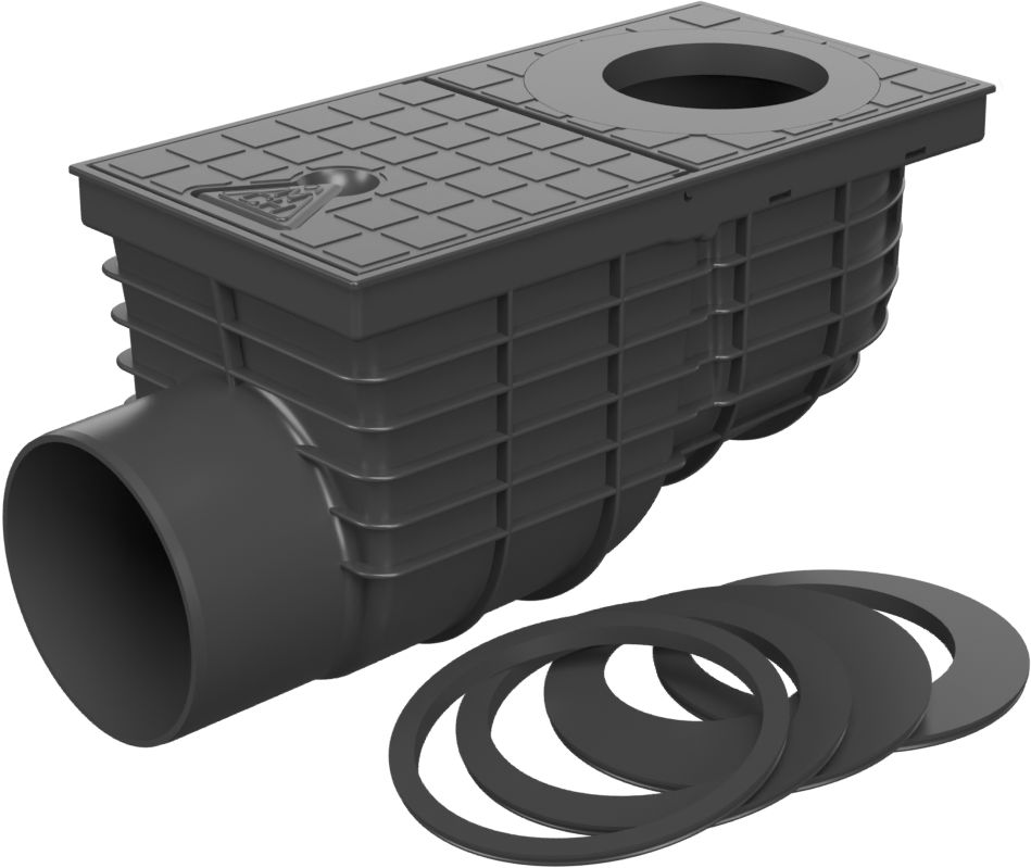 Дождеприемник для ливневой канализации с набором колец, горизонтальный выпуск DN110 MCH325D - фото 1 - id-p211487988