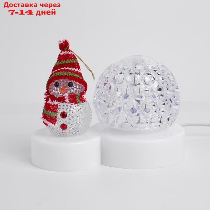 Световой прибор "Снеговичок с ледяным прозр. шаром", d=9.5 см, Мульти - фото 2 - id-p211456782